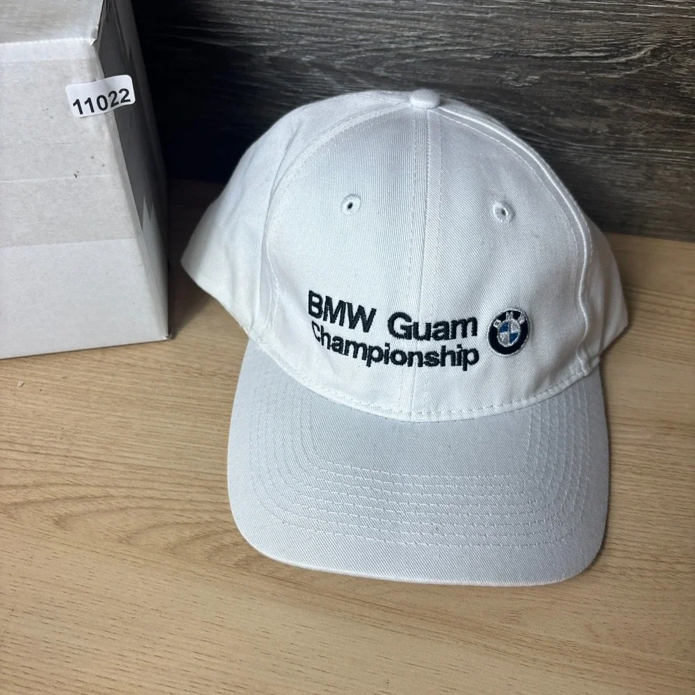 BMW Guam Championship Hat Cap Strap Back White Lightweight Adjustable